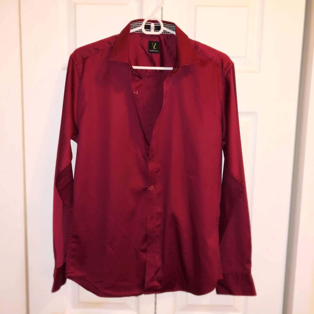 Cherry red button down shirt